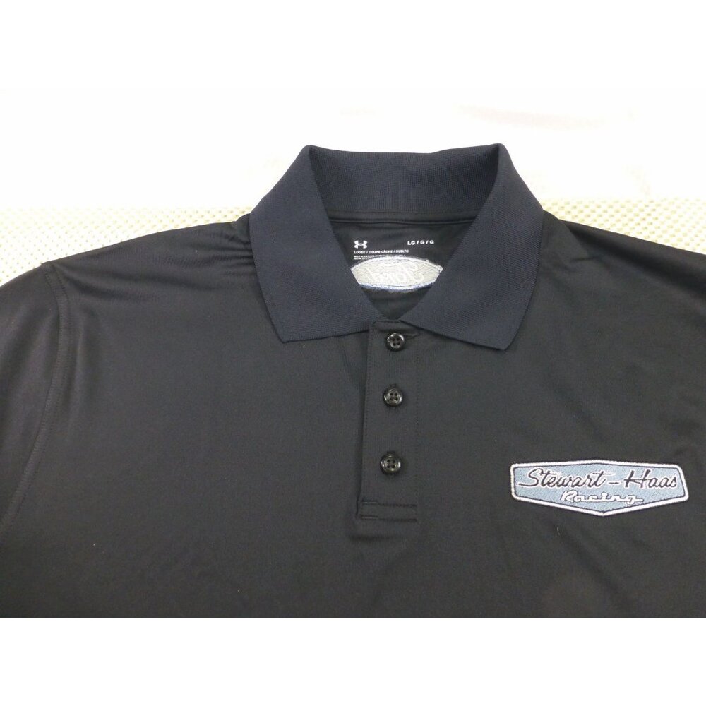 NWT‎ Under Armour Mens Stewart-Haas Racing Black Polo Shirt L Loose Fit MSRP $50